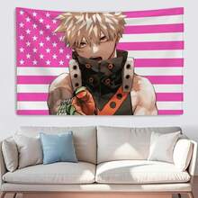 Bakugo Katsuki American Flag Tapestry - Funny Outdoor Garage & Bedroom Wall Decor, Printed Banner For Anime - 1-GT - Xem 3