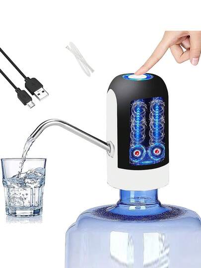 Dispensador De Agua Eléctrico Recargable USB Bomba De Agua Color Blanco/negro Dispensador de Garrafón Agua Recargable Hogares y Oficinas