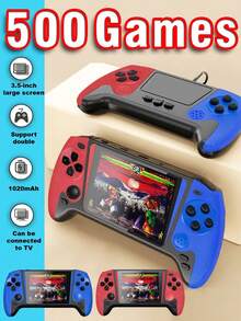 yesido Q21 Retro Handheld Game Console, 3.5" Joystick Gamepad With 500 Built-In Games, Rechargeable, TV Connection (Classic Red & Blue/Blue/Red/White Color Options) - Multicolor - View 3