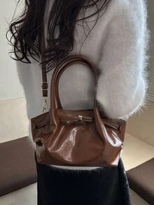 2026 New Korean Fashion Versatile Shoulder Bag, Simple Bucket Bag - Brown - View 4