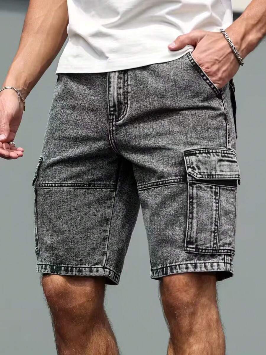 Celana Jeans Kargo Kasual Modis untuk Pria - Grey - View 1
