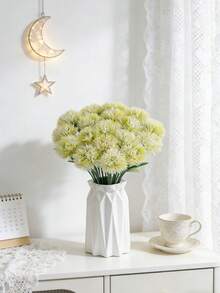 5/200 piezas Diente de león artificial de plástico, seda flor adecuada para decoración de otoño, jarrones de boda, hogar, restaurante, decoración de dormitorio, suministros para fiestas de cumpleaños y días festivos, decoración de jardín al aire libre, San Valentín, regalos de graduación - Verde claro - Ver 7