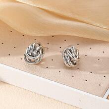 1 par de pendientes de metal con estilo de hortensia de varias capas - Plateado - Ver 2