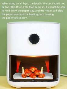 50/100 piezas Papel para hornear cuadrado para freidora de aire - a prueba de aceite y agua, apto para horno, microondas y hornear - Multicolor - Ver 7