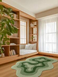 1件绿色清新不对称装饰地毯,北欧简约风格地毯,现代条纹不对称地毯,床边地毯,卧室地毯,书房地毯,客厅地毯,家居装饰地毯,印花地毯,飘窗地毯,适合家居装饰 - 彩色 - 查看 13