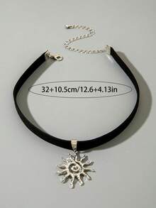 imoli 1件 时尚简约合金向日葵宽绒单层项链 - 22800-nek-black-2 - 查看 7