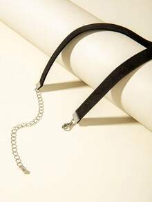 imoli 1件 时尚简约合金向日葵宽绒单层项链 - 22800-nek-black-2 - 查看 6