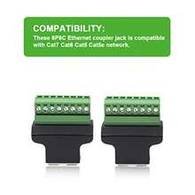 Poyiccot RJ45 Breakout conector adaptador de terminal de tornillo RJ45 paquete de 2 conectores hembra 8p8c a terminal de tornillo de 8 pines para extensor Ethernet Cat7 Cat6 Cat5 Cat5e CCTV digital - Rojo - Ver 5