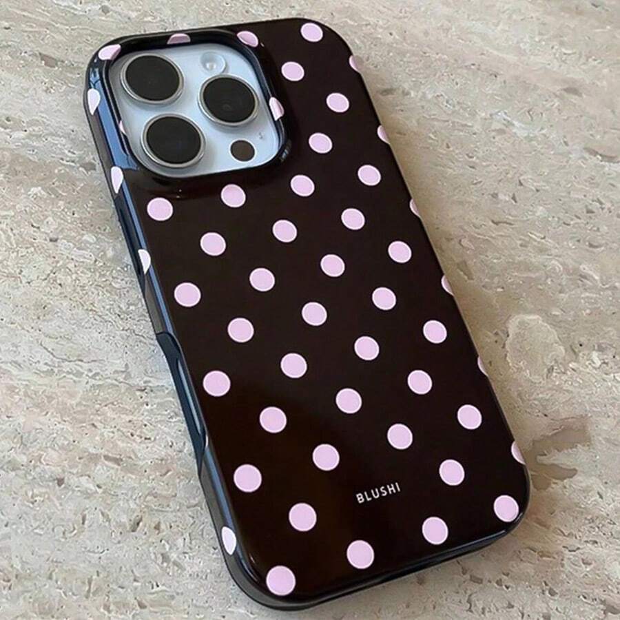 Jelly Black Polka Dot TPU Shockproof Full Coverage Protective Case Compatible With Apple 6/7/8/X/XS/XR/XS Max/11/12/13/14/15/16/17 Pro Max, Suitable As Birthday And Christmas Gifts For Couples, Women, Daughters, Boyfriends, Girlfriends, And Teenage Girls - Black - View 1