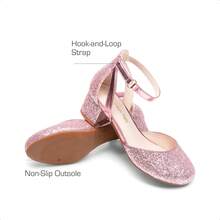 Girls Dress Shoes Closed Toe High Heels Ankle Strap Toddler Little Big Kid Wedding Flower Party Pump - Hồng - Xem 5