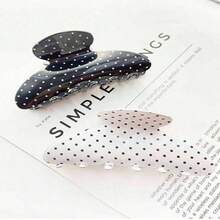 2-Piece Polka Dot Half-Circle Hairpin Set, Simple, Fashionable, Casual And Cute Acrylic Material Black And White Polka Dot Half-Circle Acetate Hairpin, Suitable For Daily Commuting, Campus Daily, Bun Fixed, No Damage To Hair Fashionable Hair Accessories, - 彩色 - 查看 8