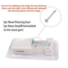 2/4/10PCS Nose Piercing Kit Disposable Nose Piercing Gun With Built-In CZ Stainless Steel Nose Studs For Self Piercing Tools - Aquamarine - View 7