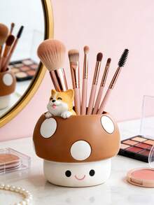 1pc Cute Style Makeup Storage Bucket, High-Quality Cosmetic Storage Box Suitable For Vanity And Dressing Table, Sturdy Desktop Organizer Rack For Bathroom And Bedroom, Great For Storing Makeup Brushes, Lipsticks, Cosmetic Tools - Multicolor - View 8