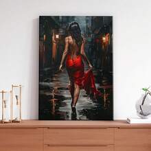 Fashion Red Dress Women's Canvas Art Print - Wooden Frame Wall Decoration, Suitable For Living Room, Bedroom, Home Office - 帆布畫 - 查看 3