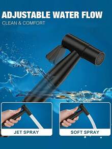 6pcs/Set Modern 2-In-1 Multi-Functional Toilet Sprayer, Wall-Mounted High Pressure Toilet Bidet Spray Set With Dual Control, 3-Way Valve, Retractable Hose And Bracket, Suitable For Bathroom, Toilet, Shower, Kitchen, Ideal Gift - Black - View 7