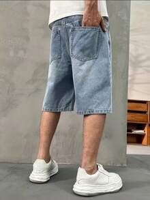 Quần short denim ống đứng thời trang dành cho thanh thiếu niên, chất liệu không co giãn. - Rửa nhẹ - Xem 4