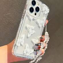 两件套：1个透明蝴蝶手机壳 + 1条蝴蝶链手机壳，兼容 13、15 Pro Max、11/11 Pro/12/12 Pro/12 Pro Max/13/13 Pro/13 Pro Max/14/14 Pro/14 Pro Max/15/15 Pro/16/16 Pro，手机壳背面印有蝴蝶图案，时尚迷人。 - 無色 - 查看 2