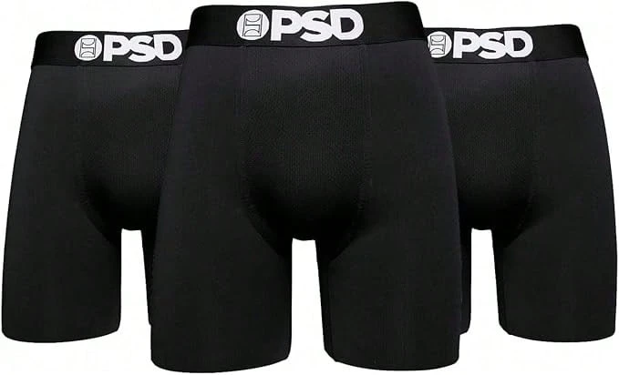 PSD Men's Solid Black 3-Pack - 7 Inch Inseam - Men's Boxers - Men's Underwear - Men Boxers -  Underwear - Underwear Men - màu đen - Xem 1
