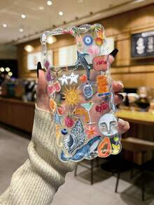 美食与海洋主题编织波浪边极简高端TPU彩绘防震手机壳，兼容 17 Pro/17 Air/17/17 Pro Max、16/11/16 Pro/16 Plus/16 Pro Max/16 e/15 Pro Max/13/14/12/XS/XR/7G/8 Plus/XR/7/8，也兼容 15 Pro Max、13、14，柔软TPU彩绘防震手机壳 - 彩色 - 查看 3