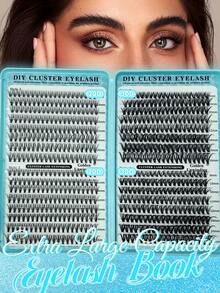 640 Stücke Cluster Wimpernverlängerungen im europäischen Stil, dichter und gekräuselter Wimpernverlängerungskit, D-Curl, 8-16mm gemischte Längen, DIY Wimpernverlängerungskit, DIY Unterwimpernverlängerungstutorial, flauschige und weiche Einzelwimpern, die einen dicken und natürlichen Y2K Schmetterlings-Make-up-Look kreieren, leicht zu verwendender und langanhaltend Wimpernkleber, Make-up-Entferner und Wimpernzange (20D+30D Wimpern). - Grün - Übersicht 2