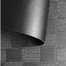 4件/6件套简约黑色格子防水防油皮革餐垫，可水洗 - 黑色 - 查看 5