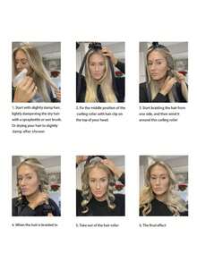 Styling Tool Silky Gift Set, Transparent Cosmetic Bag/Toiletry Bag, Heatless Curling Rod Headband No Heat Silk Ribbon Curling Rod Hair Roller Curls With Hair Claw Clip Slouchy Natural Soft Wave Diy Hair Rollers Styling Tool For Sleep In Overnight - Multicolor - View 7