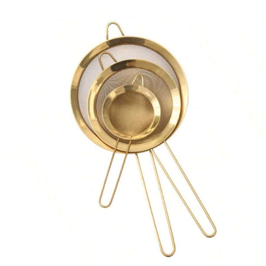 3件/1件不锈钢细网筛带手柄 - 厨房筛分工具
