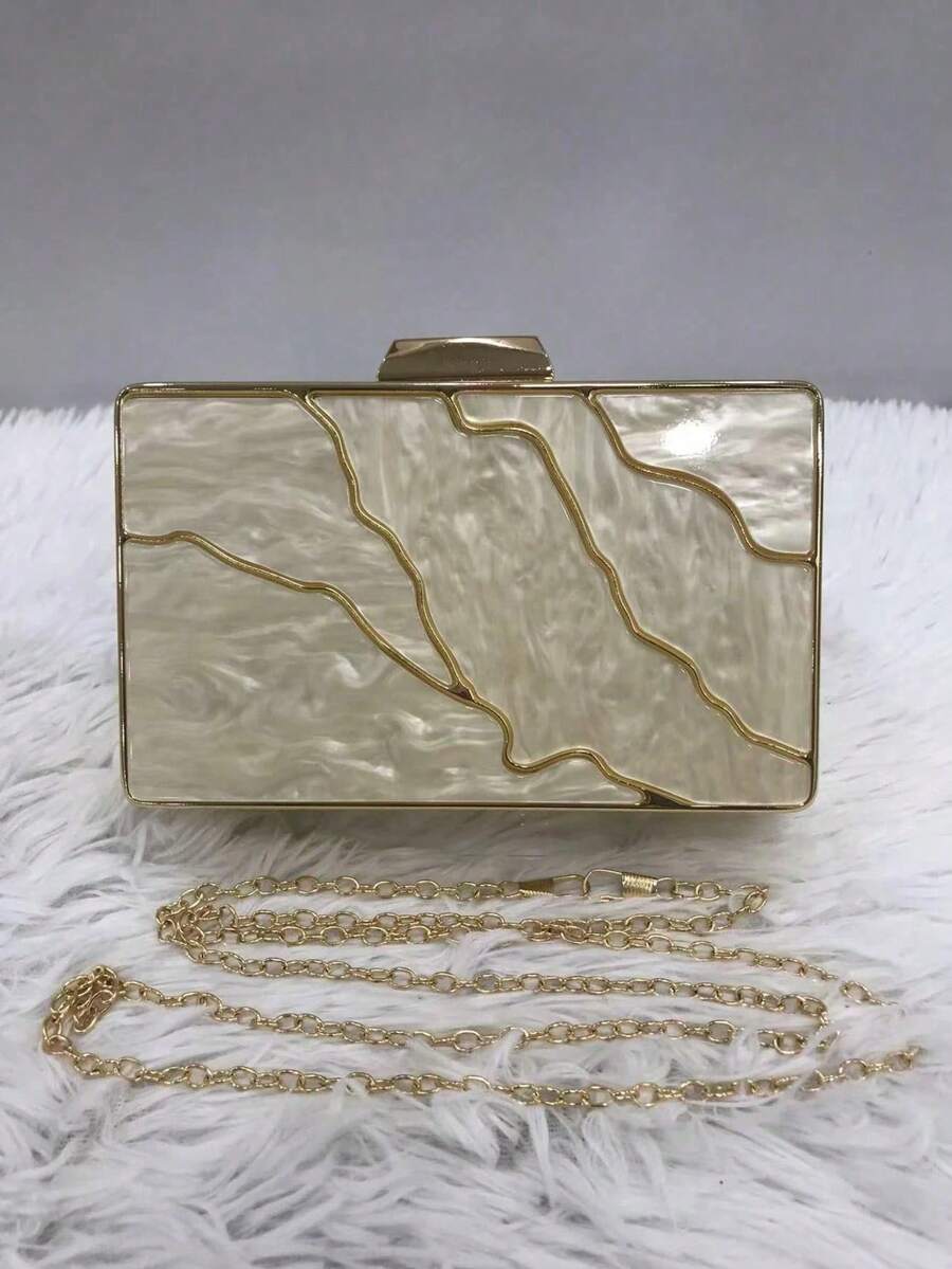 Metallic Mother-Of-Pearl Clutch Party Bag - 杏色 - 查看 1