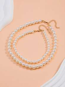 1 Bộ dây chuyền ngọc trai nhiều lớp tối giản, thanh lịch, đa năng - ngọc trai - Xem 5