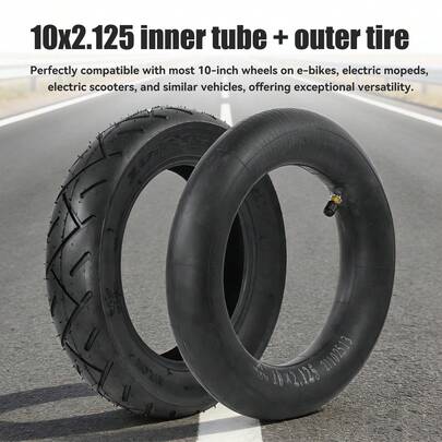 10 Inch 10x2.125 Electric Scooter Tire And Inner Tube, With 0° Valve Stem Replacement Inner Tube, Suitable For Self-Balancing Scooters, Smart Electric Vehicles, Bicycles, Tricycles, Replacement Wheels, Compatible With 10 Inch Tires And 6 Inch Rims
