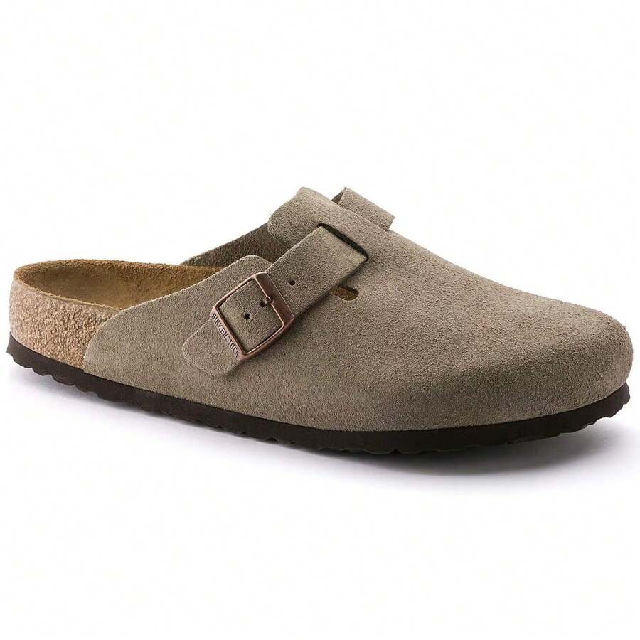 Birkenstock Unisex Boston Clog Soft Footbed - Suede Leather - Birkenstock Sandals For Women - Summer Sandals - Black Sandals - 灰褐色 - 查看 1