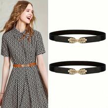 女士树叶扣弹力腰带，百搭连衣裙，束腰带 - 彩色 - 查看 6