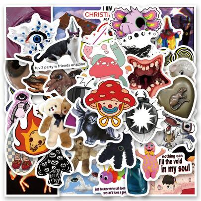 61 Pcs Weirdcore Stickers For Holiday Decorations, Laptops, SkateboardsStickers, Art & Crafts, A Vibrant And Aesthetically Graffiti Set, Perfect For Journals, Scrapbooks, And Party Supplies