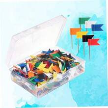 Toyvian 100pcs Colorful Map Flag Push Pins Tacks Steel Tacks With Plastic Flags Head For Travel Map Cork Board Bulletin (Random Color) - / - Ver 6