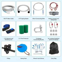 GCCSJ Zipline Kits For Backyard,Outdoor PlaygroundZipline For Backyard Kids And Adults(100FT) Up To 400 Lbs - Upgraded Quick Tightening System,Removable Trolley,Height Adjustable Thickened Seat,Outdoor Kids Play Equipment,The Best Birthday Gift For A Child - 100FT - View 3