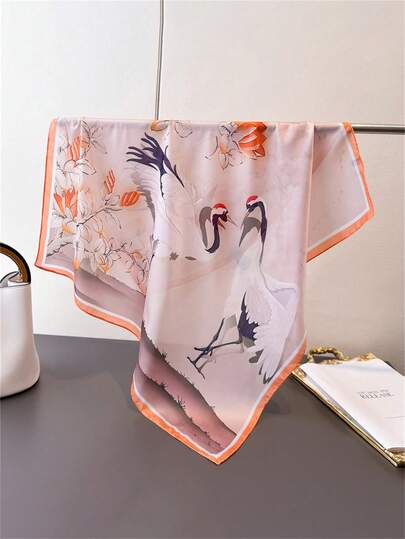 1pc Multi-Element Floral & Animal Print Soft, Lightweight Scarf/Shawl, Fashionable And High-End, Suitable For Street, Travel, Beach Use