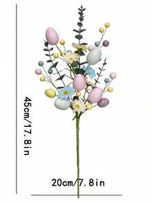 1件复活节彩蛋装饰花束，人造浆果桉树叶枝，节日桌面装饰，家居橱窗展示，复活节派对拍照道具 - 彩色 - 查看 2
