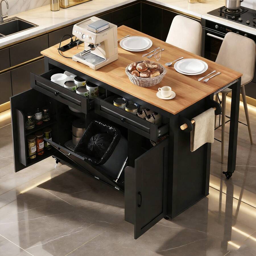 Mobile Storage Islands - Black + MDF - View 1