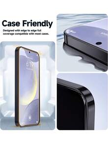 安卓手机贴膜 2片装 高清钢化玻璃屏幕保护膜，兼容三星 Galaxy S26/S26 Plus/S26 Ultra/S25/S24 Ultra/S23 FE/S22/S21/S21 Plus/A55/A33/A54/A53/A17/A16/A56，触感顺滑，安装简便，一键粘贴，防尘，高清晰度，防指纹，防刮花，9H硬度，母亲节礼物 - 無色 - 查看 5