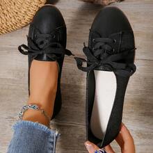 New Design Soft Bottom Loafers, Fashionable Niche Versatile Comfortable Casual Lace-Up Flat Shoes For Women - Black - View 1