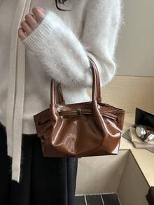 2026 New Korean Fashion Versatile Shoulder Bag, Simple Bucket Bag - Brown - View 2