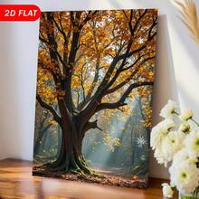 2D Flat, 1pc Modern Minimalist Vertical Watercolor Wall Art - Yellow Tree Branches Sunlight Picture, Wrapped Canvas Framed Suitable Bedroom,, Office Decor - Spring/Autumn Seasonal Hanging Decorations, 2D Flat - 1 - View 2