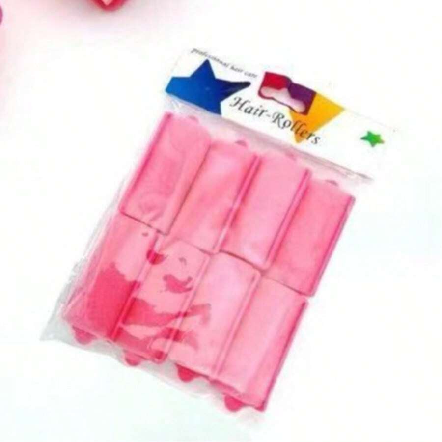 Pink Foam Hair Roller Set (6.5cm X 3cm) - Portable Heatless Curling Iron For Tool For Big Waves And Pear-Shaped Hairstyles - DIY For Long And Short Hair - Doesn't Damage Hair - Ideal For Home Use, Travel, And For A Quick And Effortless Look - Achieve Natural And Voluminous Curls Easily Anytime, Anywhere With This Amazing Set Of Soft And Comfortable Rollers - 玫紅色 - 查看 1