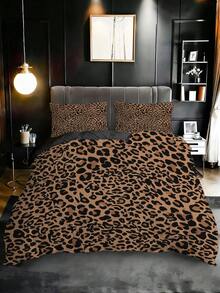 3pcs Leopard Print Bedding Set (1 Duvet Cover + 2 Pillowcases, Without Filler), Realistic Brown And Black Leopard Pattern, Soft And Skin-Friendly Animal Print Design, Suitable For All Seasons, Zipper Closure, Applicable For Hotel, Bedroom, Guest Room And Dormitory Decoration, Easy Care, Fashion Modern Minimalist, Lightweight And Breathable - Brown - View 20