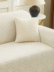 1pc Jacquard Vintage Floral Pattern Stretch Sofa Cover, Dust-Proof And Dirt-Resistant, Elastic Full Coverage Sofa Protector, Home Decor, Machine Washable, Pillow Cover Not Included - Creamy White - View 11