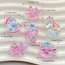 5/10/20pcs Vibrant Animal Themed, Colorful Unicorn Resin Charm Accessories - Ideal Gifts For Christmas, Valentine's Day, New Year - Unicorn - View 4