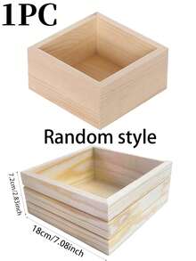 1/4pcs Unpainted Wooden Desktop Storage Box, Square Retro Small Wooden Box Crafts Storage Box, Suitable For Storage, Home Decor, Art Collection, Desktop Decor, Succulent Planter, Drawers, DIY Crafts - Multicolor - View 14