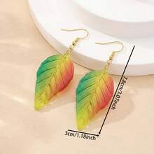 4 pares/set de pendientes con forma de hoja de tono degradado vintage bohemio. Diseño elegante y único con sensación de lujo dorado. Ligeros y cómodos, adecuados para uso diario, asistencia a fiestas o regalos para vacaciones. - Multicolor - Ver 4