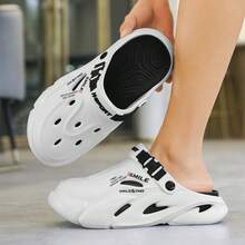 Men's New Summer Outdoor Letter Beach Party Chinese Style Street EVA Buckle Couple Clogs Casual Vacation Slip-On All Season - White - View 10