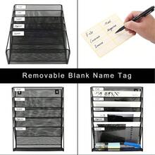 Aimall File Storage Rack, Wrought Iron Desktop Storage Rack, Office Supplies Wall Mounted Iron Mesh Rack, File Management Rack - Black - View 6